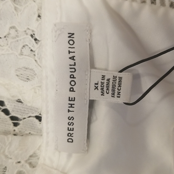 💕DRESS THE POPULATION💕 Jayleen Floral Lace Midi Dress ~ Off White XL NWT - Picture 8 of 11